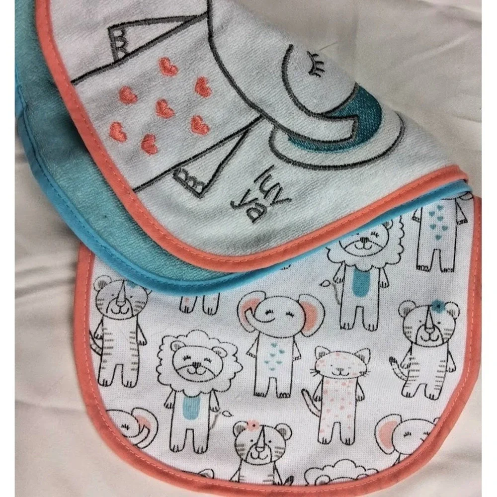 9pc Baby Bib Lot Waterproof Unisex Breakfast Lunch Dinner Apple Banana Catcher